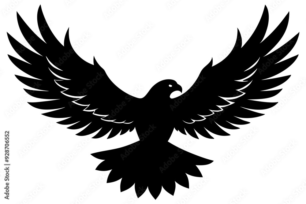 Obraz premium Flynig Eagle silhouette on white background