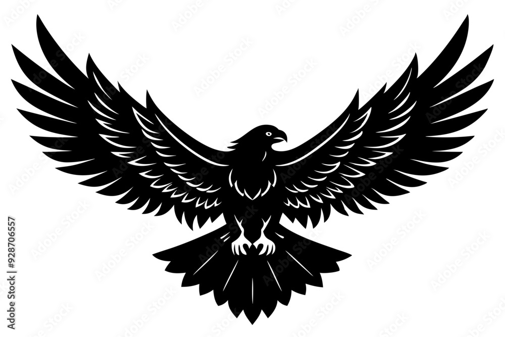 Fototapeta premium Flynig Eagle silhouette on white background