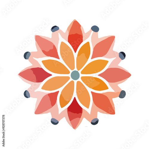 watercolor Mandala. Delicate watercolor flower mandala, Floral Watercolor Mandala Clipart, watercolor illustration of Muslim mandala Ramadan concept, Handcrafted Mandal PNG
