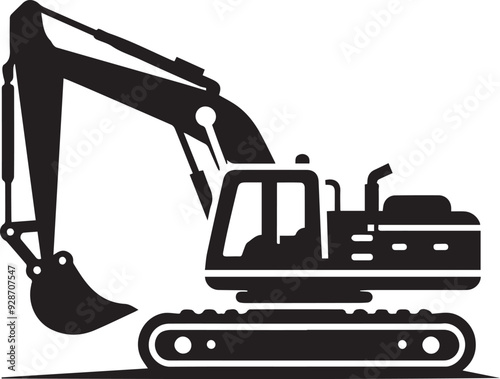 Excavator vector silhouette illustration