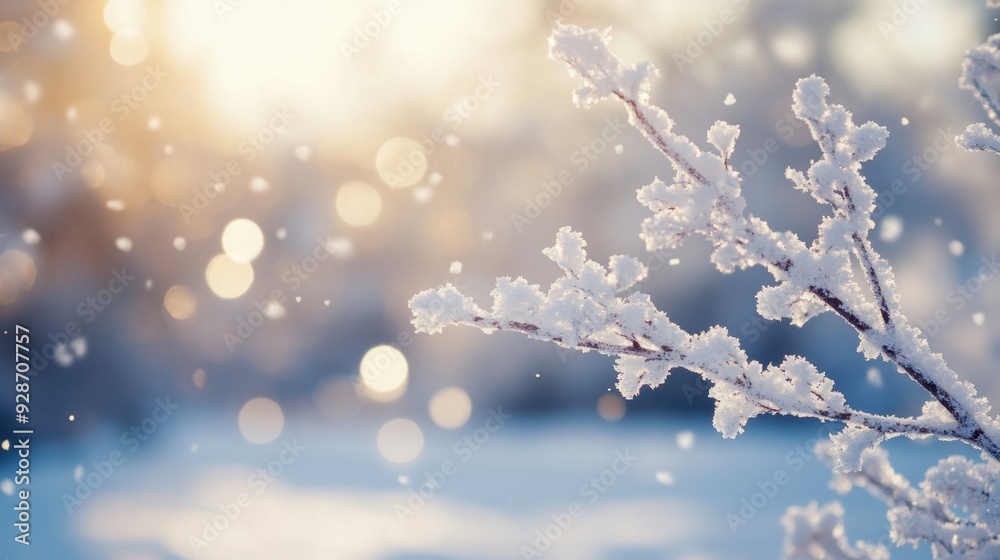 A serene winter scene featuring snow-covered branches and soft bokeh effect, embodying the beauty of the season. A serene winter scene featuring snow-covered branches and soft bokeh effect, embodying the beauty of the season.
