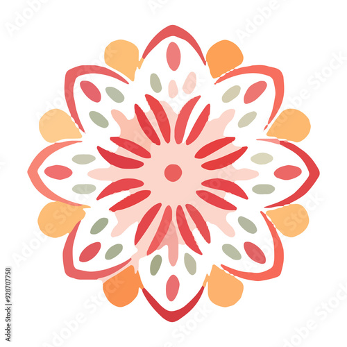 watercolor Mandala. Delicate watercolor flower mandala, Floral Watercolor Mandala Clipart, watercolor illustration of Muslim mandala Ramadan concept, Handcrafted Mandal PNG