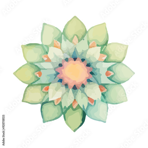 watercolor Mandala. Delicate watercolor flower mandala, Floral Watercolor Mandala Clipart, watercolor illustration of Muslim mandala Ramadan concept, Handcrafted Mandal PNG