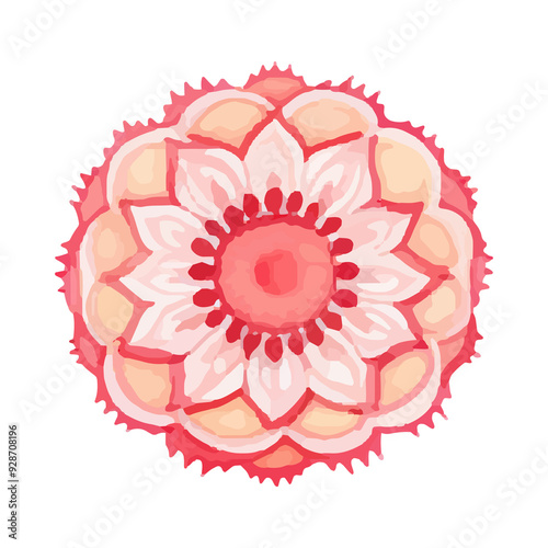 watercolor Mandala. Delicate watercolor flower mandala, Floral Watercolor Mandala Clipart, watercolor illustration of Muslim mandala Ramadan concept, Handcrafted Mandal PNG