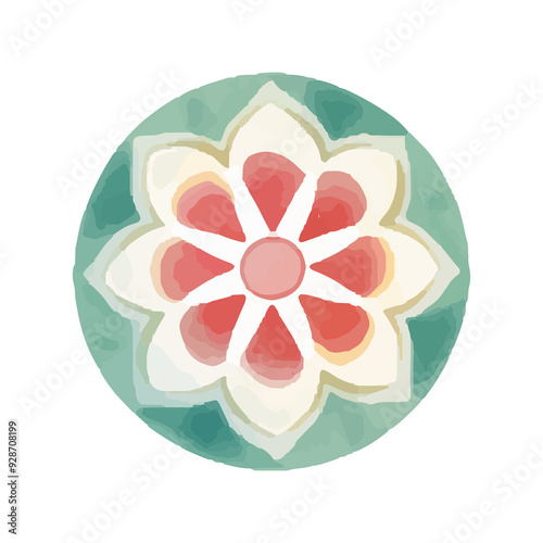 watercolor Mandala. Delicate watercolor flower mandala, Floral Watercolor Mandala Clipart, watercolor illustration of Muslim mandala Ramadan concept, Handcrafted Mandal PNG