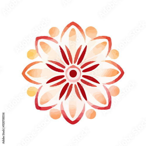 watercolor Mandala. Delicate watercolor flower mandala, Floral Watercolor Mandala Clipart, watercolor illustration of Muslim mandala Ramadan concept, Handcrafted Mandal PNG