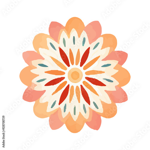 watercolor Mandala. Delicate watercolor flower mandala, Floral Watercolor Mandala Clipart, watercolor illustration of Muslim mandala Ramadan concept, Handcrafted Mandal PNG
