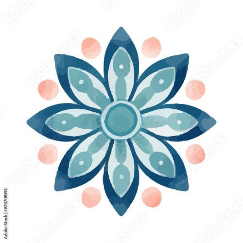 watercolor Mandala. Delicate watercolor flower mandala, Floral Watercolor Mandala Clipart, watercolor illustration of Muslim mandala Ramadan concept, Handcrafted Mandal PNG