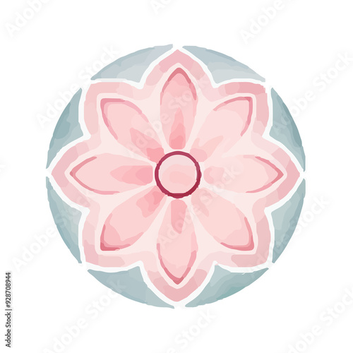 watercolor Mandala. Delicate watercolor flower mandala, Floral Watercolor Mandala Clipart, watercolor illustration of Muslim mandala Ramadan concept, Handcrafted Mandal PNG