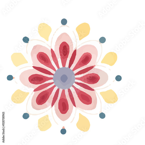 watercolor Mandala. Delicate watercolor flower mandala, Floral Watercolor Mandala Clipart, watercolor illustration of Muslim mandala Ramadan concept, Handcrafted Mandal PNG