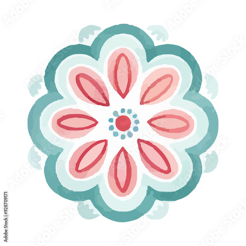 watercolor Mandala. Delicate watercolor flower mandala, Floral Watercolor Mandala Clipart, watercolor illustration of Muslim mandala Ramadan concept, Handcrafted Mandal PNG