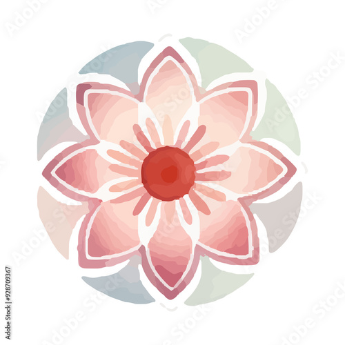 watercolor Mandala. Delicate watercolor flower mandala, Floral Watercolor Mandala Clipart, watercolor illustration of Muslim mandala Ramadan concept, Handcrafted Mandal PNG