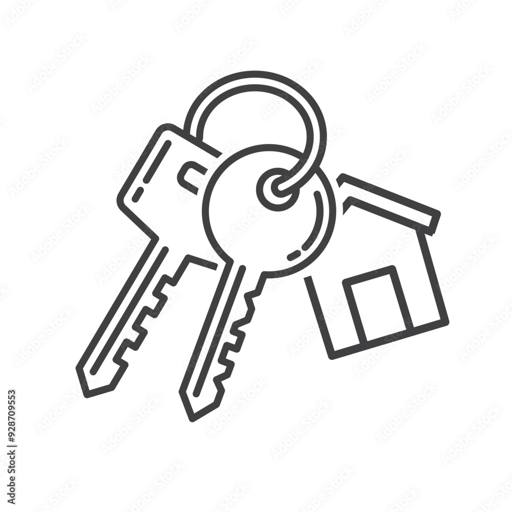 Two keys keychains with a house. Two keys keychains with a house.