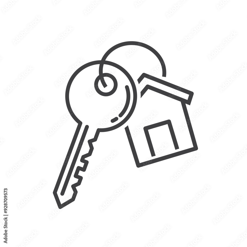 Keychain with key ring and a pendant house locket. Keychain with key ring and a pendant house locket.