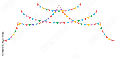 Hanging garlands. Carnival party triangle flags. Vector illustration isolated on white background