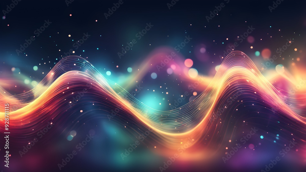 Fototapeta premium A colorful wave of light with a lot of sparkles