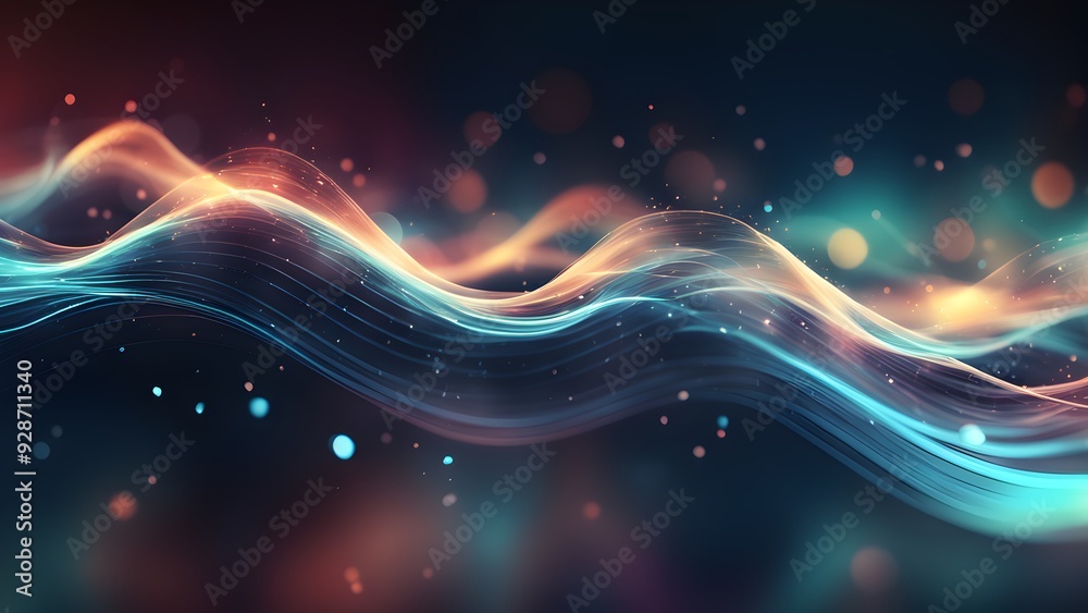Fototapeta premium A colorful wave with a lot of dots and sparkles