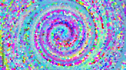 A colorful spiral with many different colors. The colors are bright and vibrant, creating a sense of energy and excitement. The spiral appears to be abstract, with no clear shape or form