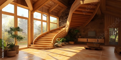Modern Wooden Staircase Design In A Home Interior