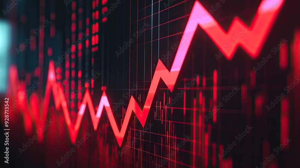 Two large 3D red arrows growing upward against a black background alongside bar charts and graphs Concept of rising wheat prices inflation and economic challenges Two large 3D red arrows growing upward against a black background alongside bar charts and graphs Concept of rising wheat prices inflation and economic challenges