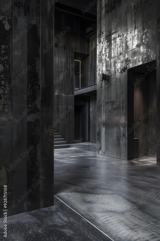 Modern Industrial Interior Design with Metal Walls