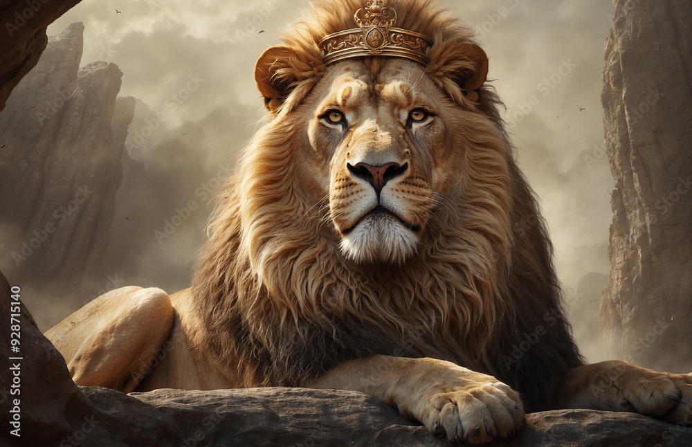 Obraz premium lion crown christian concept art