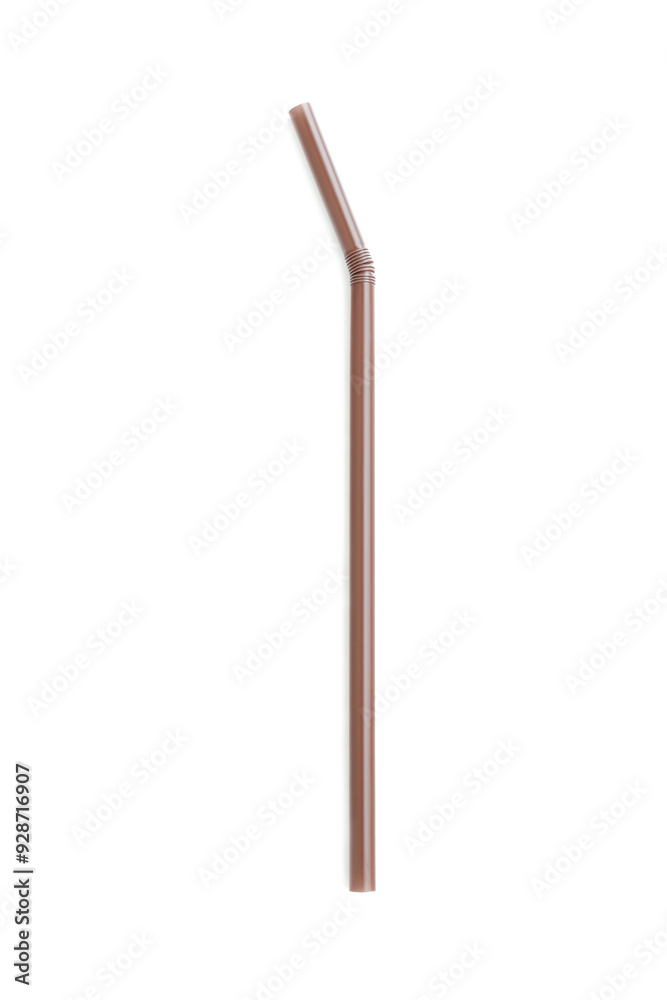 Brown plastic straw isolated on white background, Plastic drinking straw Brown plastic straw isolated on white background, Plastic drinking straw