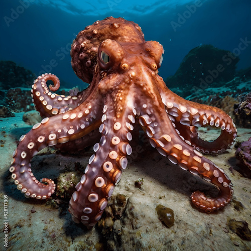 Giant pacific octopus in ocean photo