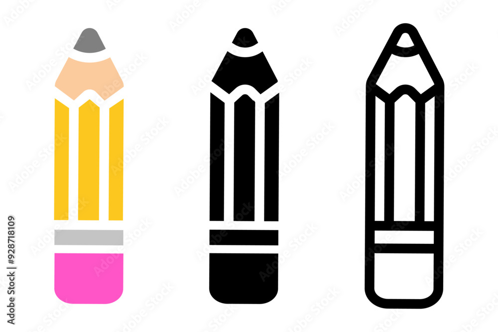 Pencil with eraser icon. Drawing tool icon. Architect pen sign.