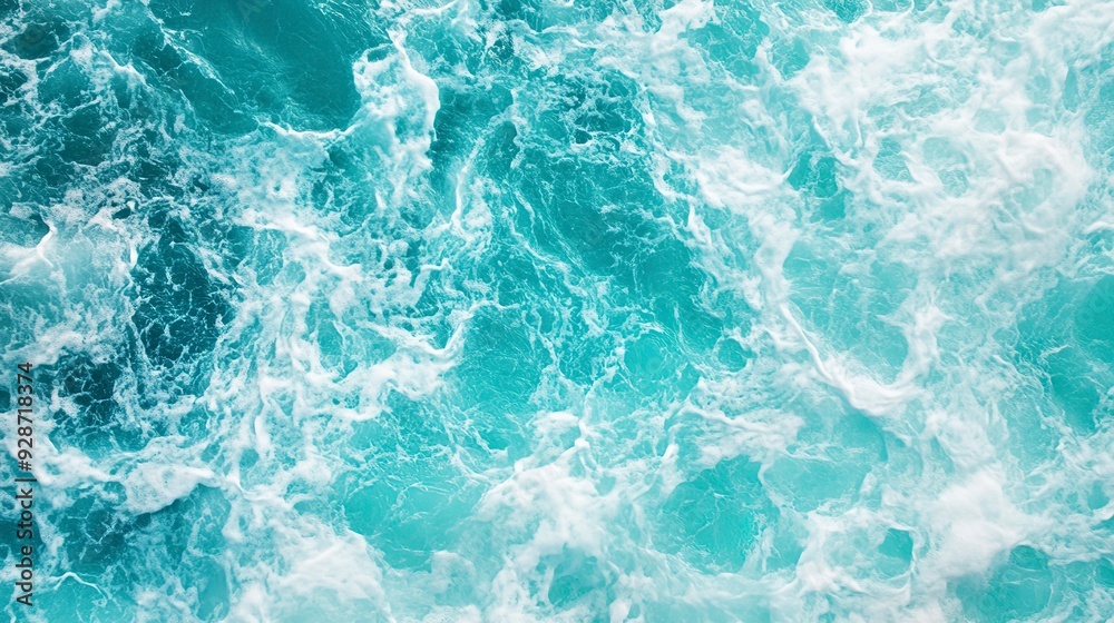 aerial view of turquoise ocean water with splashes and foam for abstract natural background and texture aerial view of turquoise ocean water with splashes and foam for abstract natural background and texture