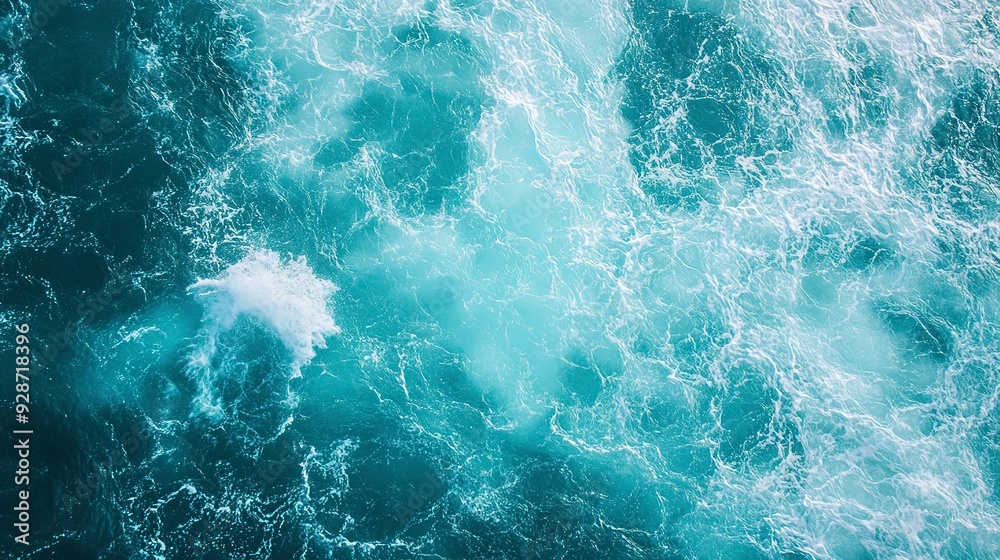 aerial view of turquoise ocean water with splashes and foam for abstract natural background and texture aerial view of turquoise ocean water with splashes and foam for abstract natural background and texture