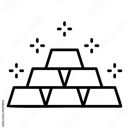 Gold Bars Outline Icon