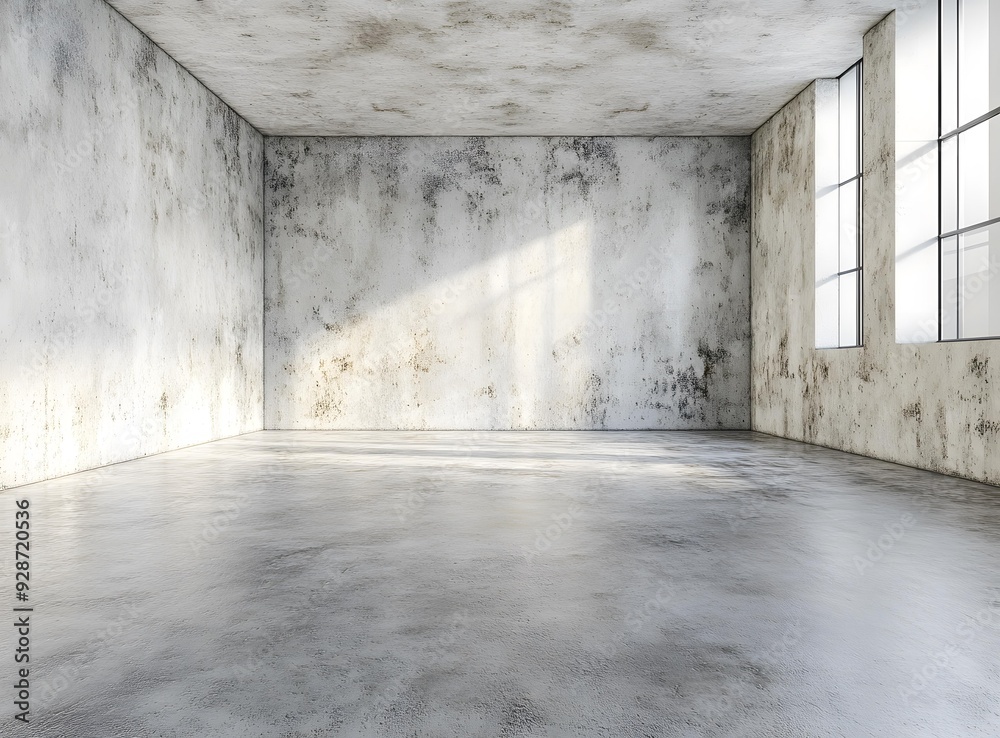 Empty Room with Concrete Walls and Window Empty Room with Concrete Walls and Window