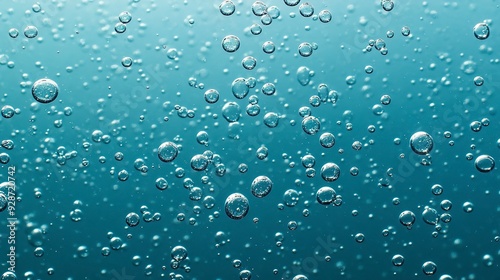 Fizzing water bubbles, carbonated drink, undersea abstract background, transparent water with fizzing moisture drops. 