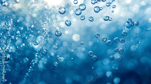 Wallpaper Mural Oxygen bubbles in clear blue water, close-up. Mineral water. Water enriched with oxygen  Torontodigital.ca