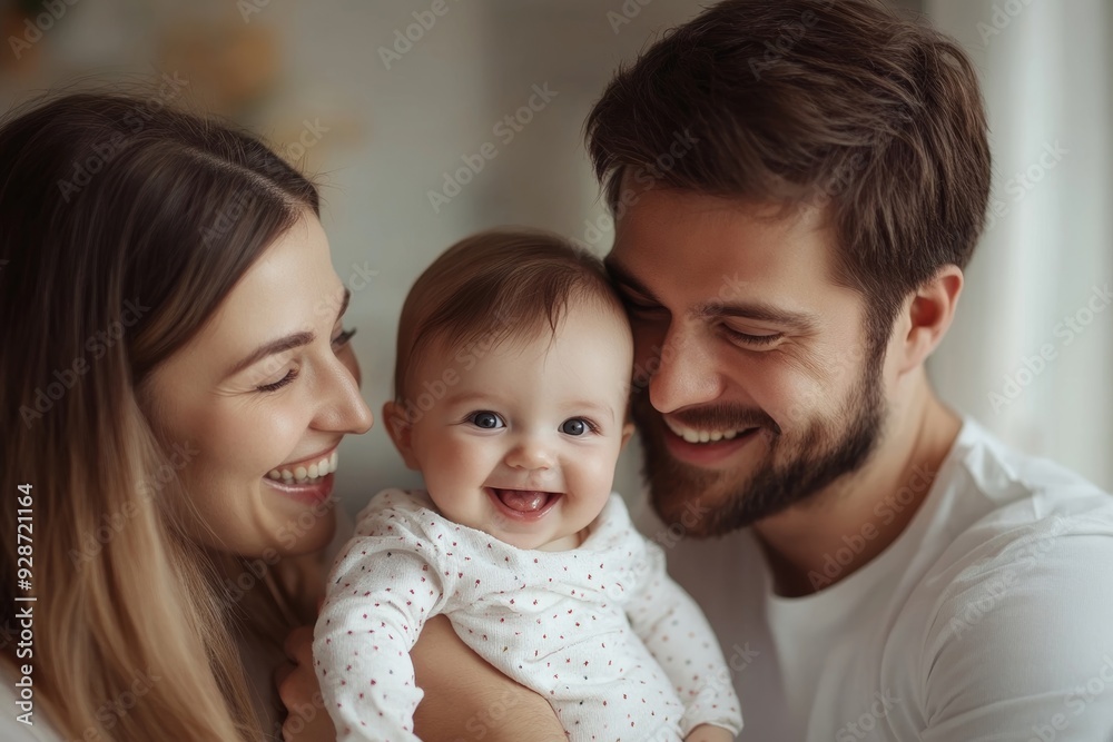 Happy family having fun time at home, Generative AI Happy family having fun time at home, Generative AI