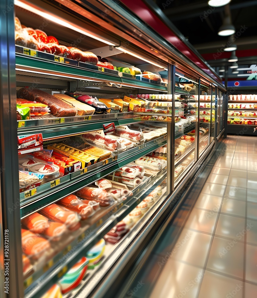 Refrigerated Meat and Deli Products in a Grocery Store