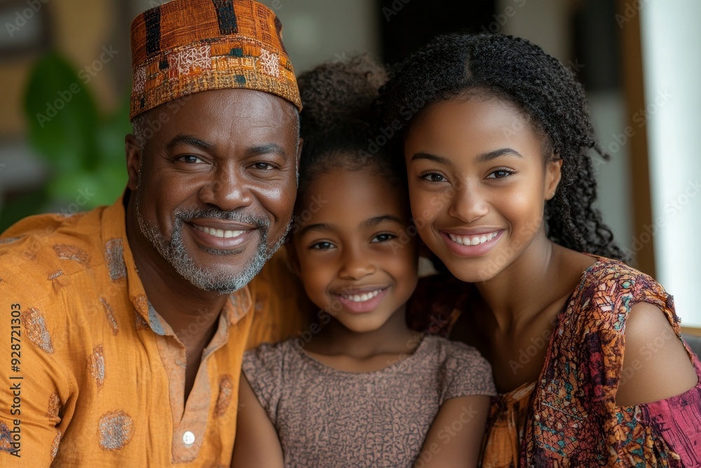 Happy ethnic family embracing each other at home, Generative AI Happy ethnic family embracing each other at home, Generative AI