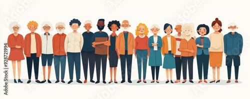 Group of different people joined the happiness. The choice of the elderly, people of color, disabled and different people. Social diversity, relationships, human resources, large family, Generative AI