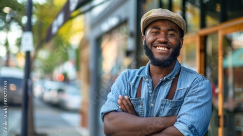 African american man builder smiling confident standing with arms crossed 