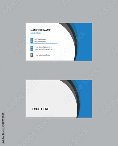 Simple creative Elegant professional  minimal minimalist  modern shape Layout double sided landscape flat design corporate horizontal name visiting business card template personal Clean Design