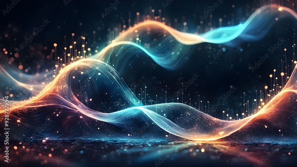 Fototapeta premium A colorful wave of light with a blue and orange hue