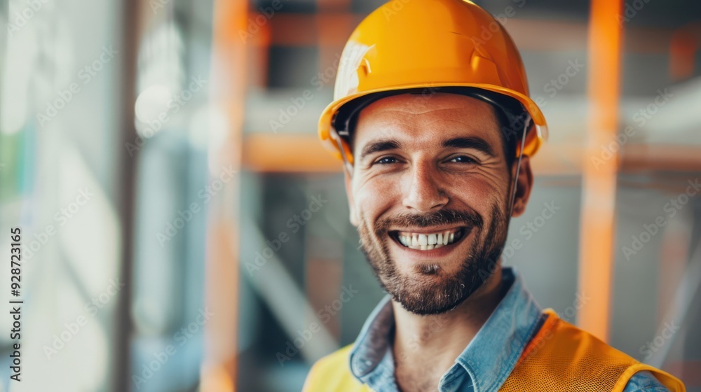happy smiling male architect in helmet 