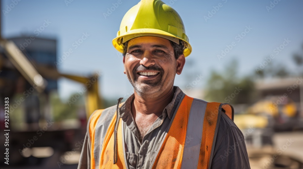 Fototapeta premium latin indian engineer foreman smiling. 