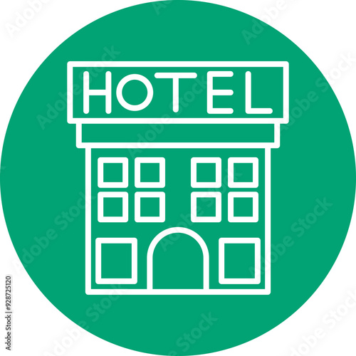 Hotel line circle icon