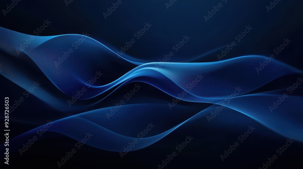 A smooth, flowing abstract design in shades of blue against a dark background. A smooth, flowing abstract design in shades of blue against a dark background.