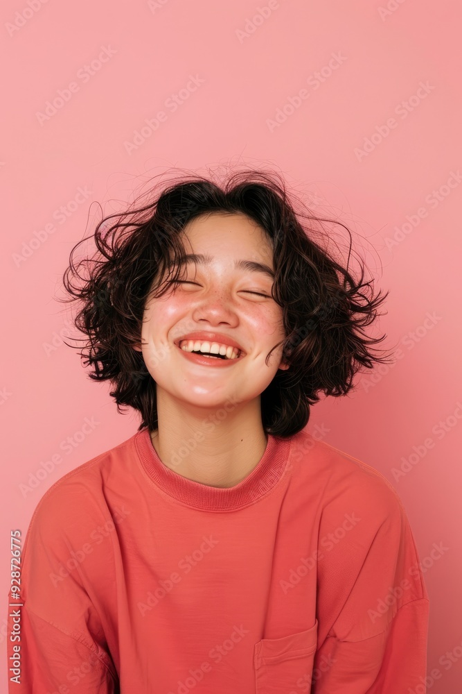 A Young Asian Woman Isolated, Looking Happy And Smiling A Young Asian Woman Isolated, Looking Happy And Smiling