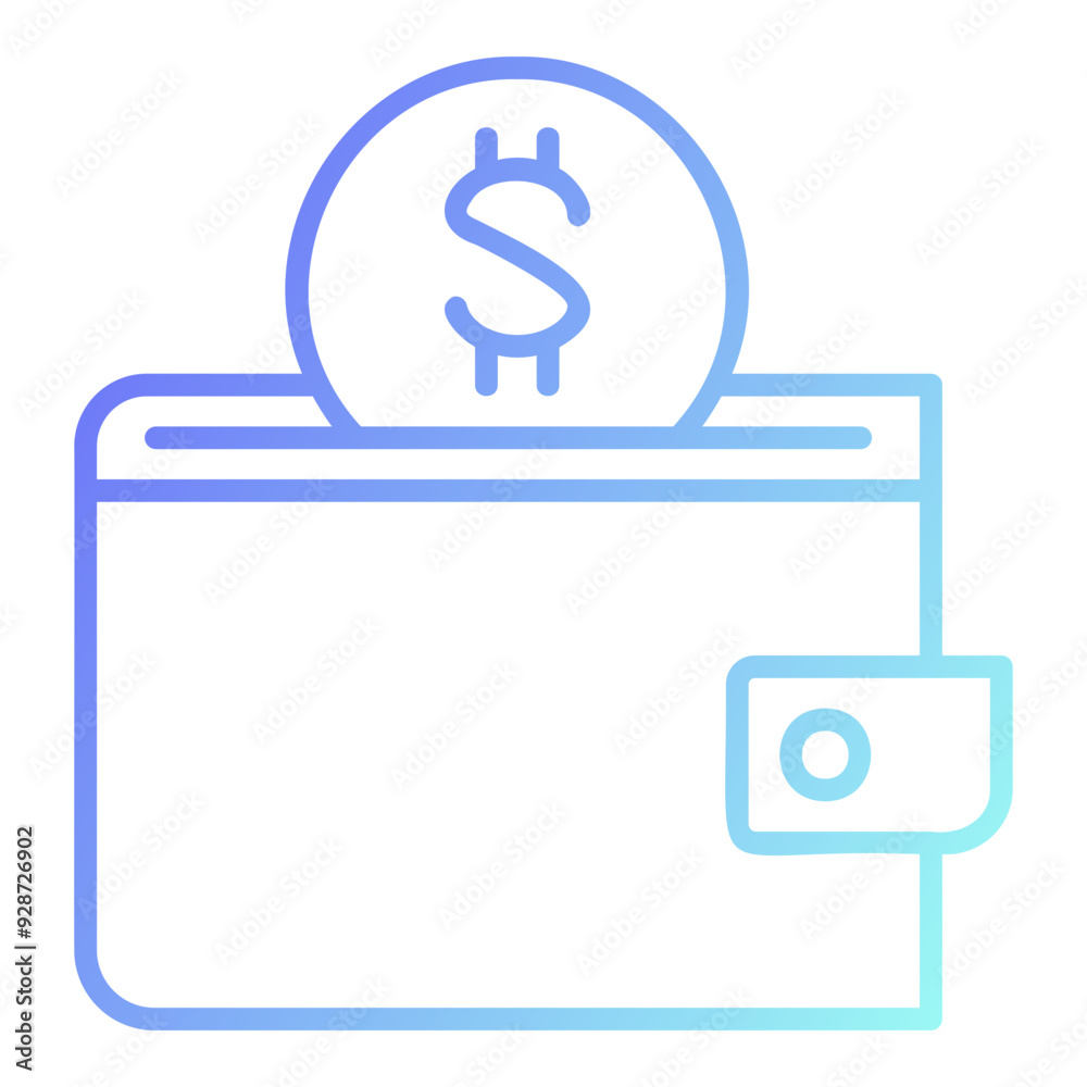 Wallet with Dollar Coin Outline Icon Wallet with Dollar Coin Outline Icon