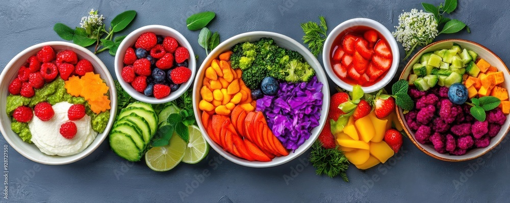 Vegan brunch spread flat design front view modern theme water color Complementary Color Scheme Vegan brunch spread flat design front view modern theme water color Complementary Color Scheme