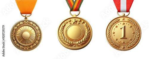 gold medal isolated on transparent background - Generative AI